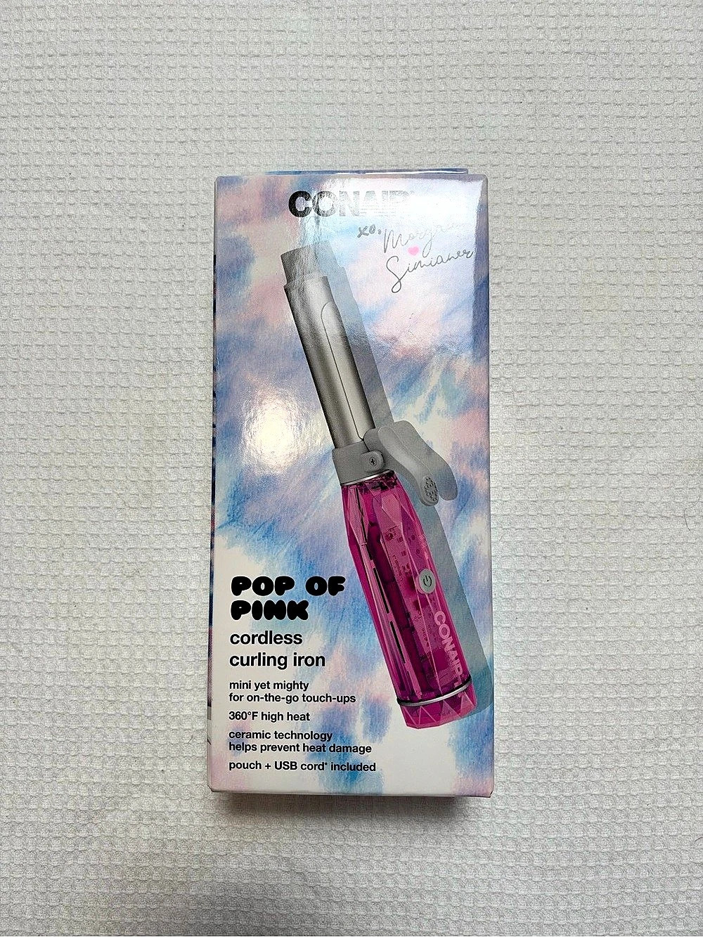 Conair x Morgan Simianer Pop of Pink Cordless Curling Iron Pink & Silver